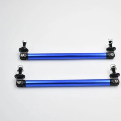 2X Blue Adjustable Front Bumper Lip Splitter Spoiler Strut Rod Tie Support Bar - Image 1 of 4