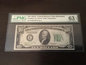 Very Rare!..... 1934A Richmond district $10 Dollar bill PMG 63 EPQ. - Picture 1 of 2