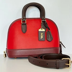 COACH CC412 Revel Bag In Colorblock Brass/Bold Red Multi Crossbody - Picture 1 of 20