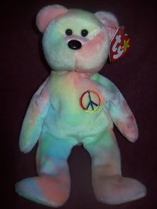 Ty Beanie Babies - PEACE BEAR - 1996 - Excelente Estado Usado con Etiqueta Verde - Imagen 1 de 2