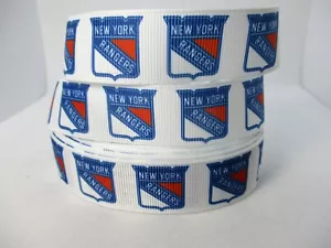 New York Rangers Hockey 7/8" Grosgrain Ribbon~ YOUR CHOICE 5 or 10 Yards (NHL) - Picture 1 of 3