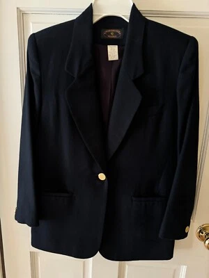 Charter Club Petites 100% lã AZUL MARINHO botões dourados vintage tamanho 2P - Imagem 1 de 4