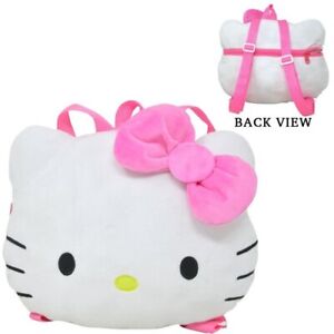 Sanrio Hello Kitty Head Shaped Plush Backpack 10x13", Hello Kitty Pink Bow Plush