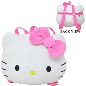 Sanrio Hello Kitty Head Shaped Plush Backpack 10x13", Hello Kitty Pink Bow Plush - Picture 1 of 2