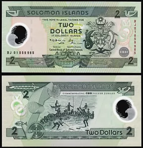 Solomon Islands 2$ 2001 CBSI Silver Jubilee P23 Prefix BJ Polymer UNC - Picture 1 of 3