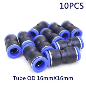 10PCS Plastica Push to Connect Pneumatico Dritto Unione Raccordo 16mmx16mm Tubo OD - Foto 1 di 6