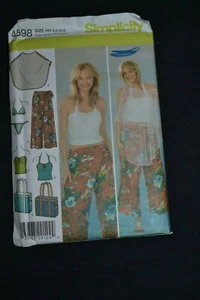 Simplicity 4598 sewing pattern, womens pants poncho swinsuit top bag size 6-12 - Picture 1 of 3