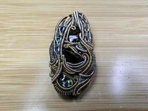 Rare Design Various Gems Pendant Wrapped In Gold & Sterling Silver Talisman  - Picture 1 of 20
