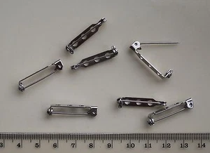 10 nickel plated brooch pins with swivel lock, 25mm pin. Jewellery findings - Picture 1 of 1