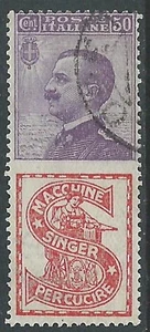 1924-25 REGNO PUBBLICITARI USATO 50 CENT SINGER - FP16-3 - Imagen 1 de 1