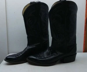 Tony Lama U.S.A Men's Black Leather Tall Western Cowboy Pull On Boots Shoes 11D - Picture 1 of 10