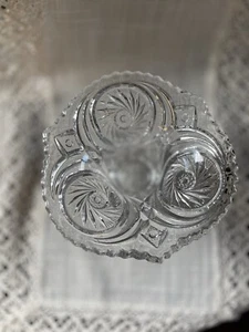 Vintage EAPG Pressed Glass Compote Candy Dish Swirl Scroll Pedestal Bowl 6.5" - Picture 1 of 5