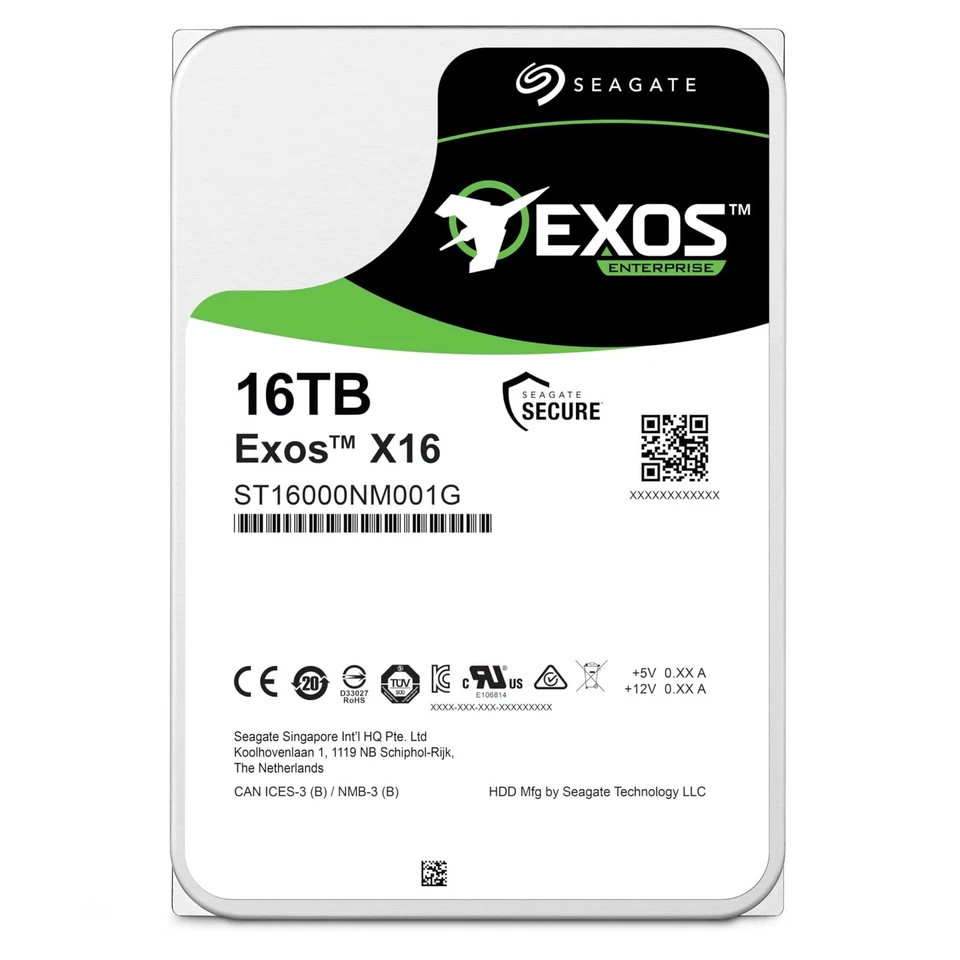 ST16000NM001G SEAGATE EXOS 16TB X16 512e 6Gb 3.5 SATA ENTERPRISE HARD DRIVE NEW - Image 1 of 1