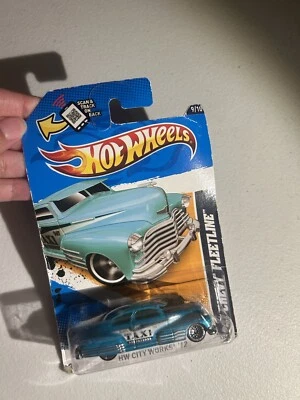 HOT WHEELS 2011 HW CITY WORKS '47 CHEVY FLEETLINE TAXI BLUE FACTORY SEALED - Image 1 of 4