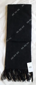 UGG Black monogram print wool blend fringe edge wrap scarf - NWT - Picture 1 of 8