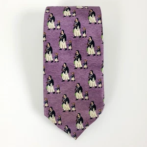 BELUGA BEAGLE 100% Silk Necktie French Waiter Dog Purple 56" x 4" - Picture 1 of 7