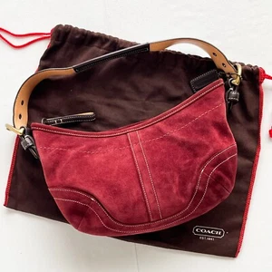 Vintage Coach Soho Hobo Shoulder Bag 9503 Burgundy Bordeaux Suede Leather Y2K - Picture 1 of 24