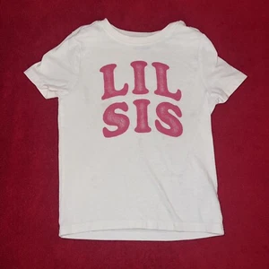 Weiß rosa Mädchen Old Navy Größe 5T Little Sister Lil Sis Kurzarm Spielshirt - Bild 1 von 7