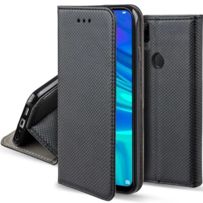 CUSTODIA LIBRO PER HUAWEI P SMART 2019 - COVER SMART MAGNET CASE NERO - Immagine 1 di 4