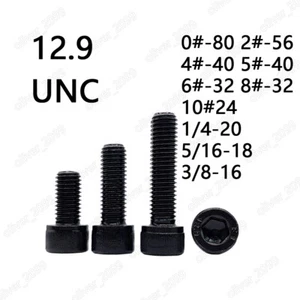 Black 12.9 Steel Hex Socket Bolts Cap Head Screws 0# 2# 4# 5# 6# 8# 1/4 5/16 3/8 - Picture 1 of 7
