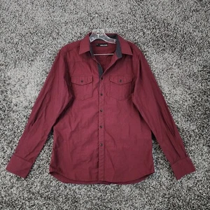 Hebilla Negra Para Hombre Roja Ajuste Estándar Manga Larga Abotonada Talla M - Imagen 1 de 5