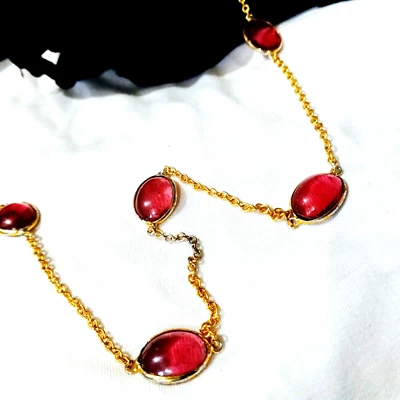 Hermoso Conjunto de Collar Rubí Nupcial, Collar Rubí Rojo Rubí Joyería Vidrio Rubí Foto 1 de 4