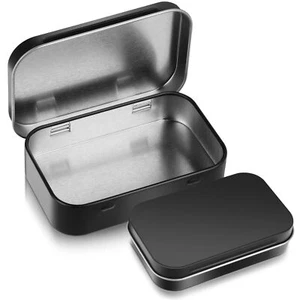 Metal Rectangular Empty Hinged Tins Tin Containers Empty Metal Tins Box Small Em - Picture 1 of 10
