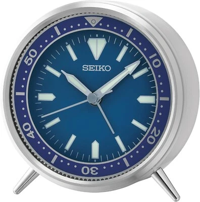 New Seiko Mai T Bedroom  Alarm Clock Aluminum Blue Dial Luminous QXE065L - Image 1 of 2