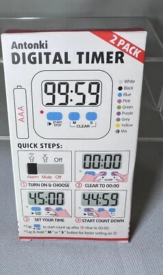 Цифровой кухонный таймер с большим ЖК-дисплеем и магнитной задней панелью упаковка 2 шт. - Изображение 1 из 4