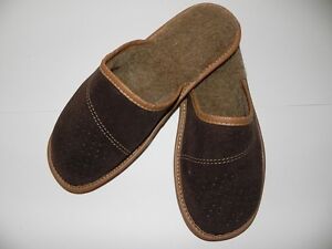 mens 100% suede leather warmed slippers handmade size:6.5,7.5,8,9,9.5,10.5,11
