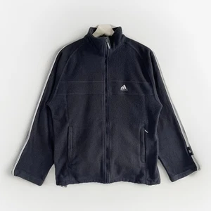 Vintage Y2K Adidas Fleecejacke Herren Größe Small schwarz durchgehender Reißverschluss Outdoor - Bild 1 von 12