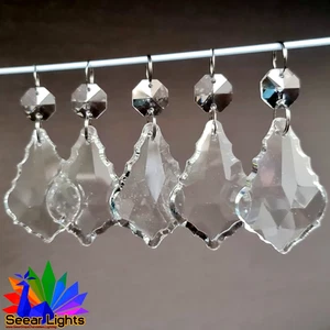 5 Kronleuchter geschliffenes Glas Kristalle Blatt Perlen Tropfen Retro Licht Teile 2" Tropfen - Bild 1 von 14