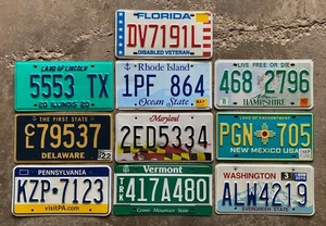 Nice Mixed State Decorator Flea Market License Plate Lot NM FL MD DE NH RI PA VT - Picture 1 of 4