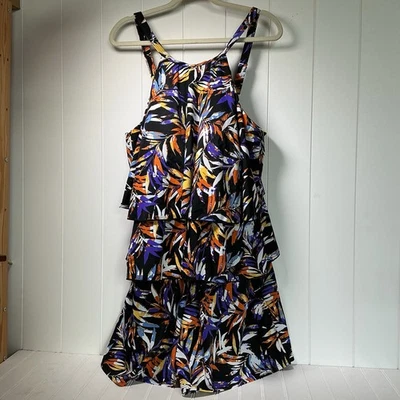 Fit 4U Women's Plus Size 22W One Piece Swimsuit Shorts Style Floral Ruffles - Image 1 of 4