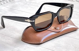 PERSOL 6155 RATTI Meflecto Vintage Sunglasses Man's Frame Black Acetat & Case - Picture 1 of 17