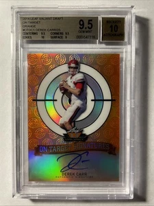 2014 Leaf Valiant DEREK CARR Rookie Orange Prismatic Auto 07/25 BGS 9.5/10 💎 - Picture 1 of 2