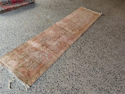2.7x10.4 ft ANTIQUE RUNNER RUG WOOL HAND-KNOTTED vintage handmade turkish runner - Image 1 of 4