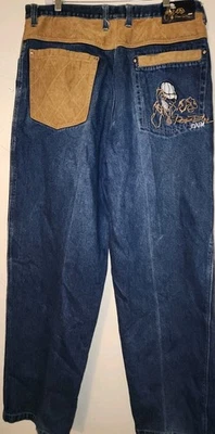 Pantalones de mezclilla para hombre azul crudo patinador Y2K Foto 1 de 4