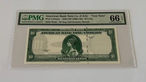 AMERICAN BANK NOTE CO- 1929 "TEST NOTE " 10 UNITS - SPECIMEN -GEM UNC 66 EPQ - Picture 1 of 2