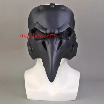 Overwatch Reaper Bird Beak Mask ‌Plague Doctor‌ Cosplay Black Helmet Props PVC - Image 1 of 4