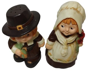 Vintage Hallmark Pilger Salz und Pfefferstreuer Erntedank Familienessen - Bild 1 von 9