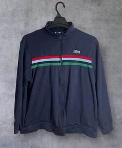 VTG Lacoste Men's Sz 7 Sports Full Zip Navy Blue 3 Stripes Pre-owned Jacket - Picture 1 of 5