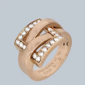 Boucheron Déchaînée Diamond Buckle Ring 18ct Rose Gold Vintage 1970s Design,16g - Picture 1 of 7