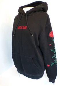 H&M schwarzer bestickter Pullover Sweatshirt Hoodie "Love Is Blind" Herren Größe S - Bild 1 von 13