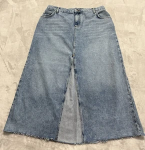 Anthropology Pilcro Madi Damen-Maxirock mit Frontschlitz 18 W ausgefranst blau himmelroher Saum - Bild 1 von 16