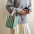 Shopping Bag Contrast Stripe Eco Handbags Casual Purse Contrast Colors Tote WN