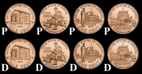 2009 P&D Complete 8 Coin Lincoln Penny Set in "Brilliant Uncirculated" BU Cover