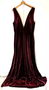Anthropologie Jenny Yoo Logan Sz 18 Velvet Deep V Column Gown Wine - Picture 1 of 5