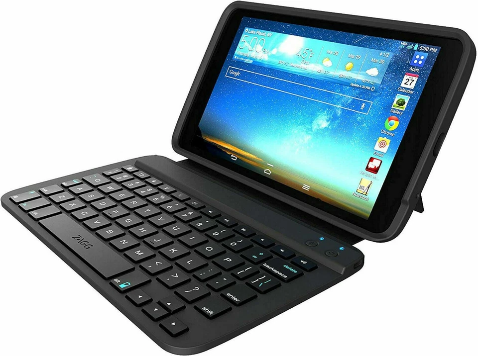 NEW ZAGG Ultra-thin Keys Folio Case Bluetooth Keyboard for LG GPAD 8.3 LTE Black - Image 1 of 4