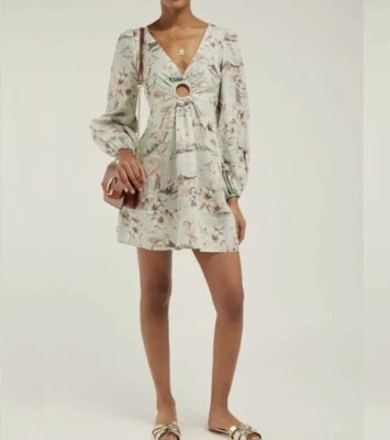 Vestido Zimmermann Talla 0 AU8 UK 8 US 4 IT 40 FR 36 WAYFARER Verde Floral Línea A Foto 1 de 4